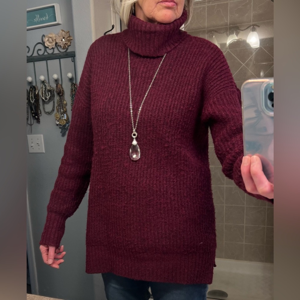 Nine West Rich Burgundy Turtleneck Sweater
